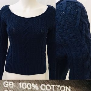 Divided Sweater S Cable Knit Navy Blue Cotton NEW